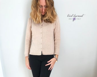 100% cashmere women's cardigan in ivory color