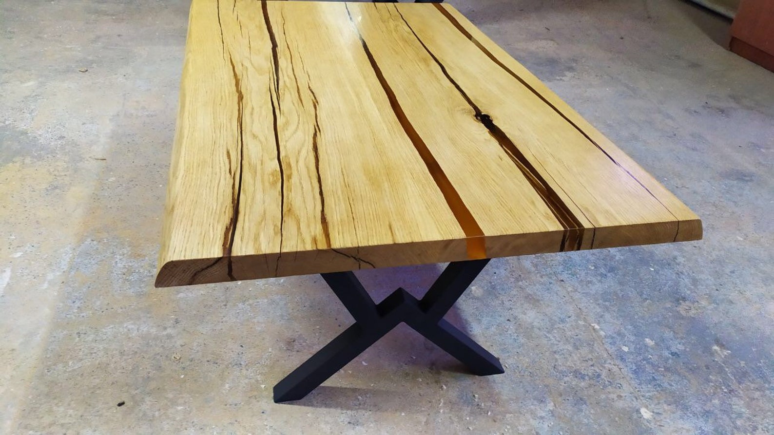 Wooden table Epoxy cracks Oak dining table Etsy