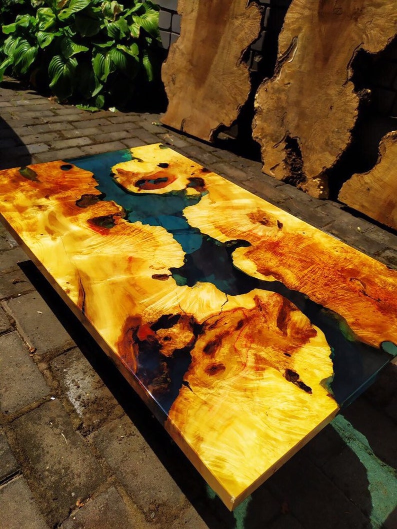 Epoxy coffee table Maple table Ocean epoxy table Etsy