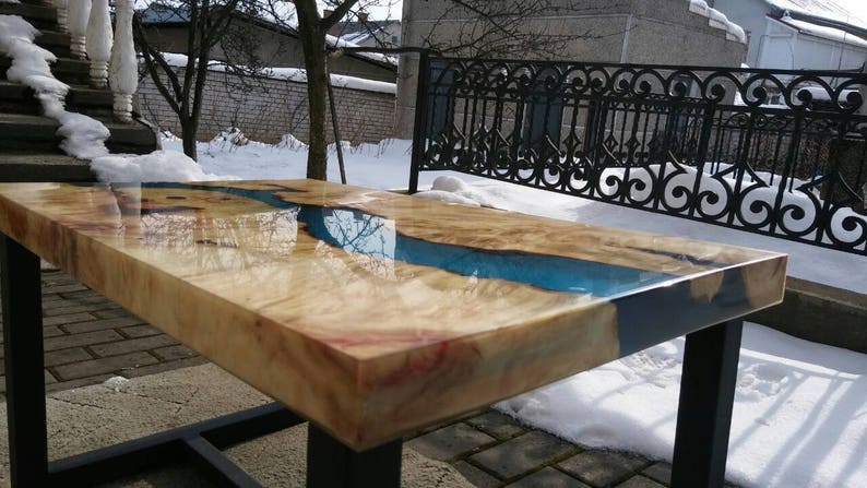 River coffee table | Maple table |Ocean epoxy table