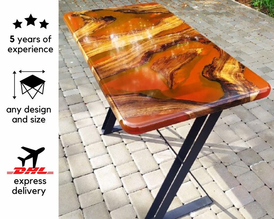 Epoxy Dining Table Walnut Coffee Table Red Epoxy Table Etsy