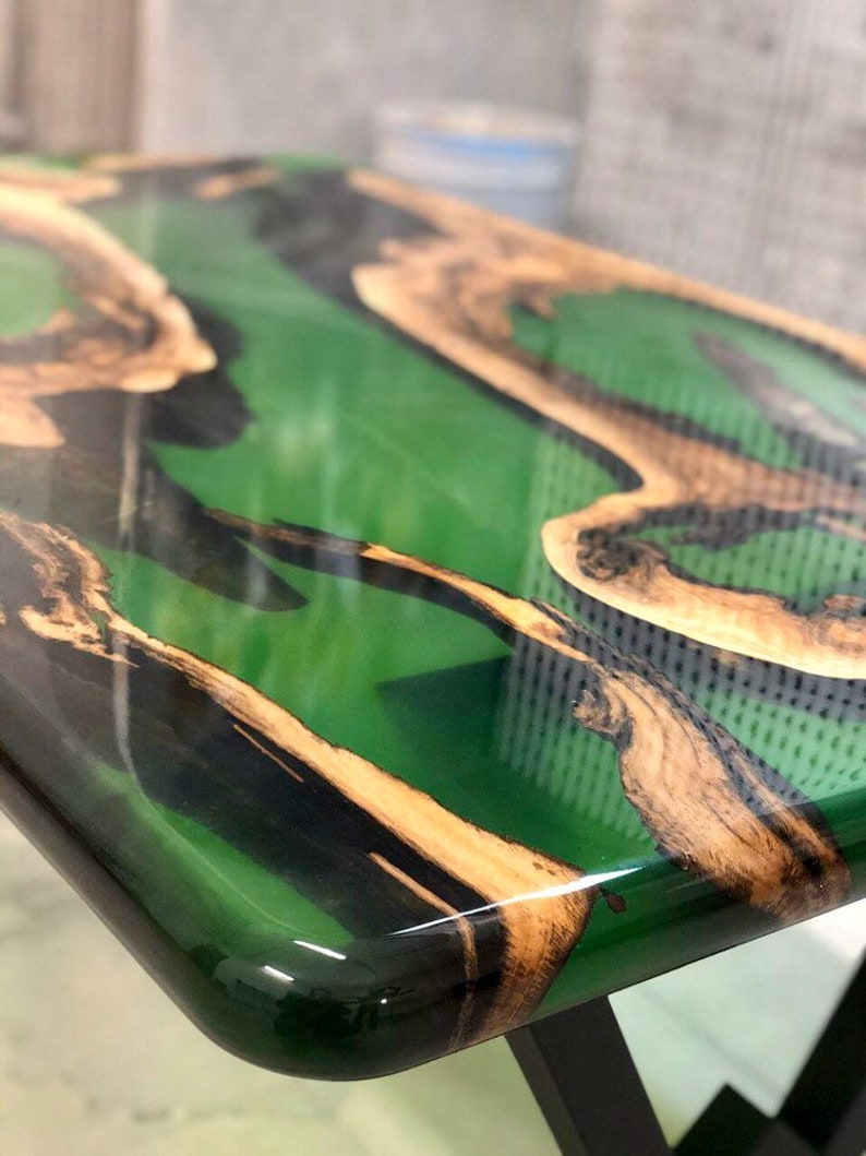 Walnut Coffee Table Epoxy Table Green Epoxy Etsy