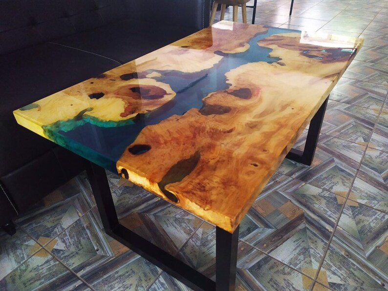 Epoxy coffee table Maple table Ocean epoxy table Etsy