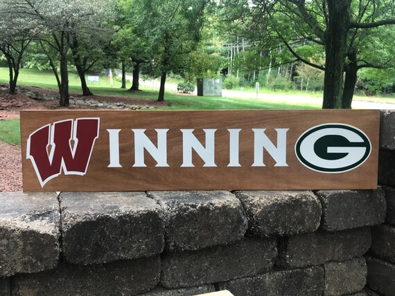 Wisconsin Badgers Green Bay Packers Winning Logo Wooden Etsy