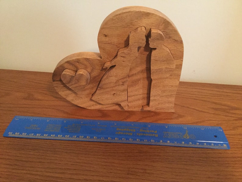 Wooden Bride /& Groom heart