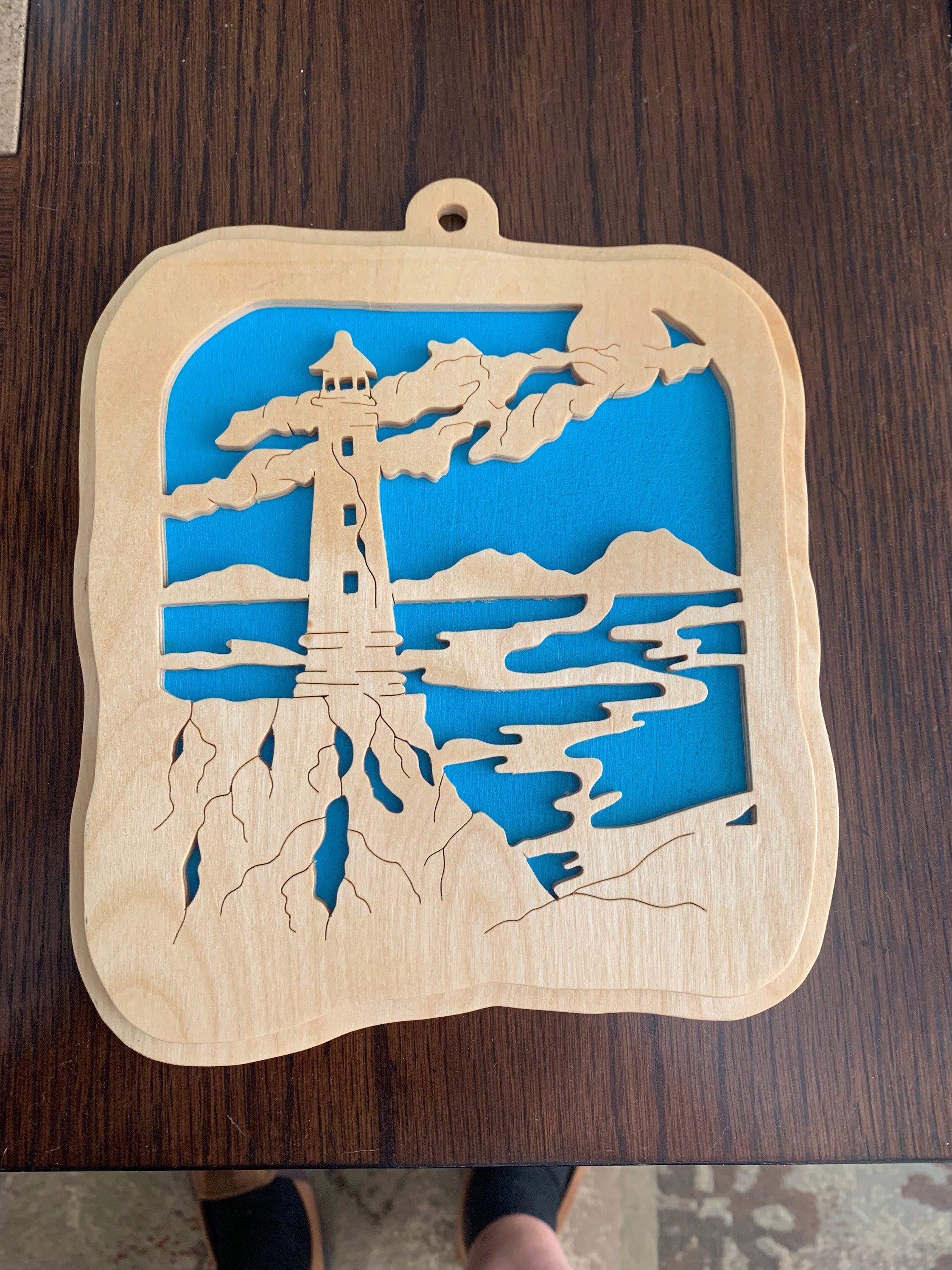Wooden scroll saw cutting of a lighthouse scene. Etsy