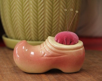 Vintage Ceramic Pin Cushion - Clog Shoe