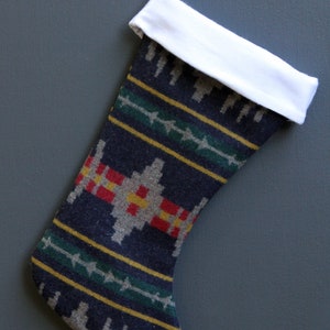 Wool Patterned Stocking Navy, Graphite and Magenta NAVY BASE