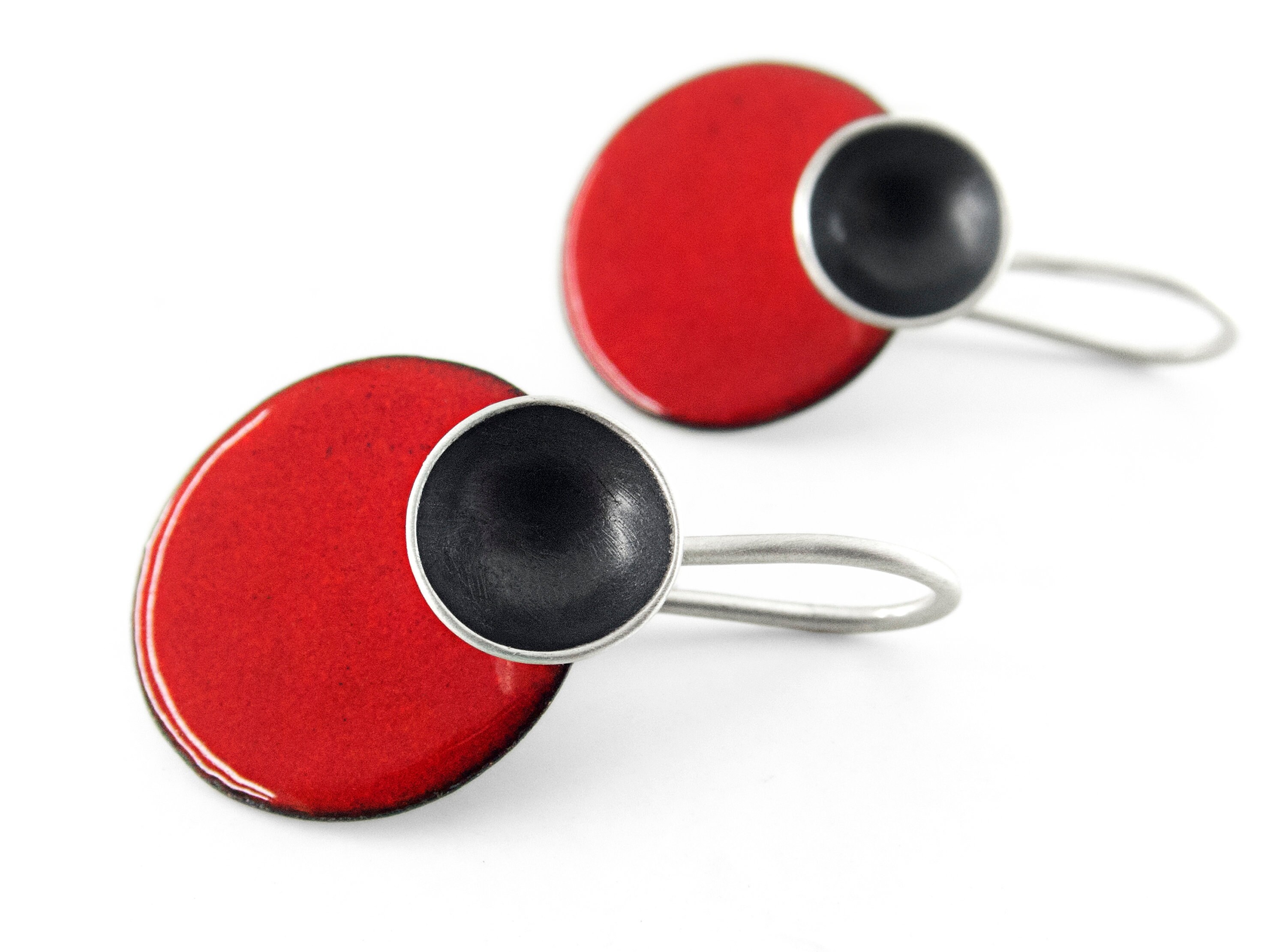 Red Dangle Red Silver Modern Earrings. Red Dangle Earrings. Everyday Modernist ...