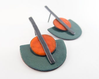 Enamel earrings. Colorful earrings. Statement earrings. Contemporary earrings. Unusual earrings. Modern enamel earrings. Enamel jewelry