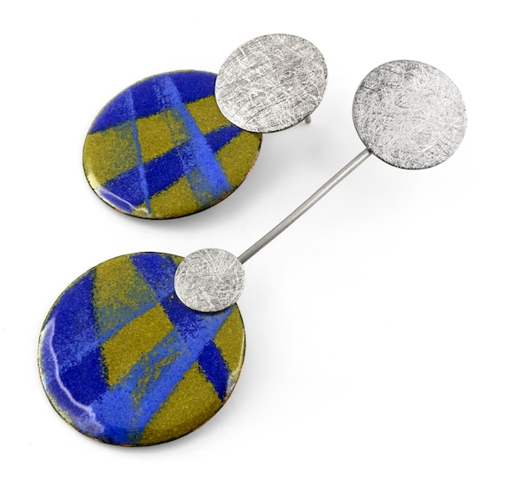 Extravagant earrings. Asymmetric earrings. Long enamel earrings. Colorful oversize earrings. Unusual earrings. Modern enamel earrings