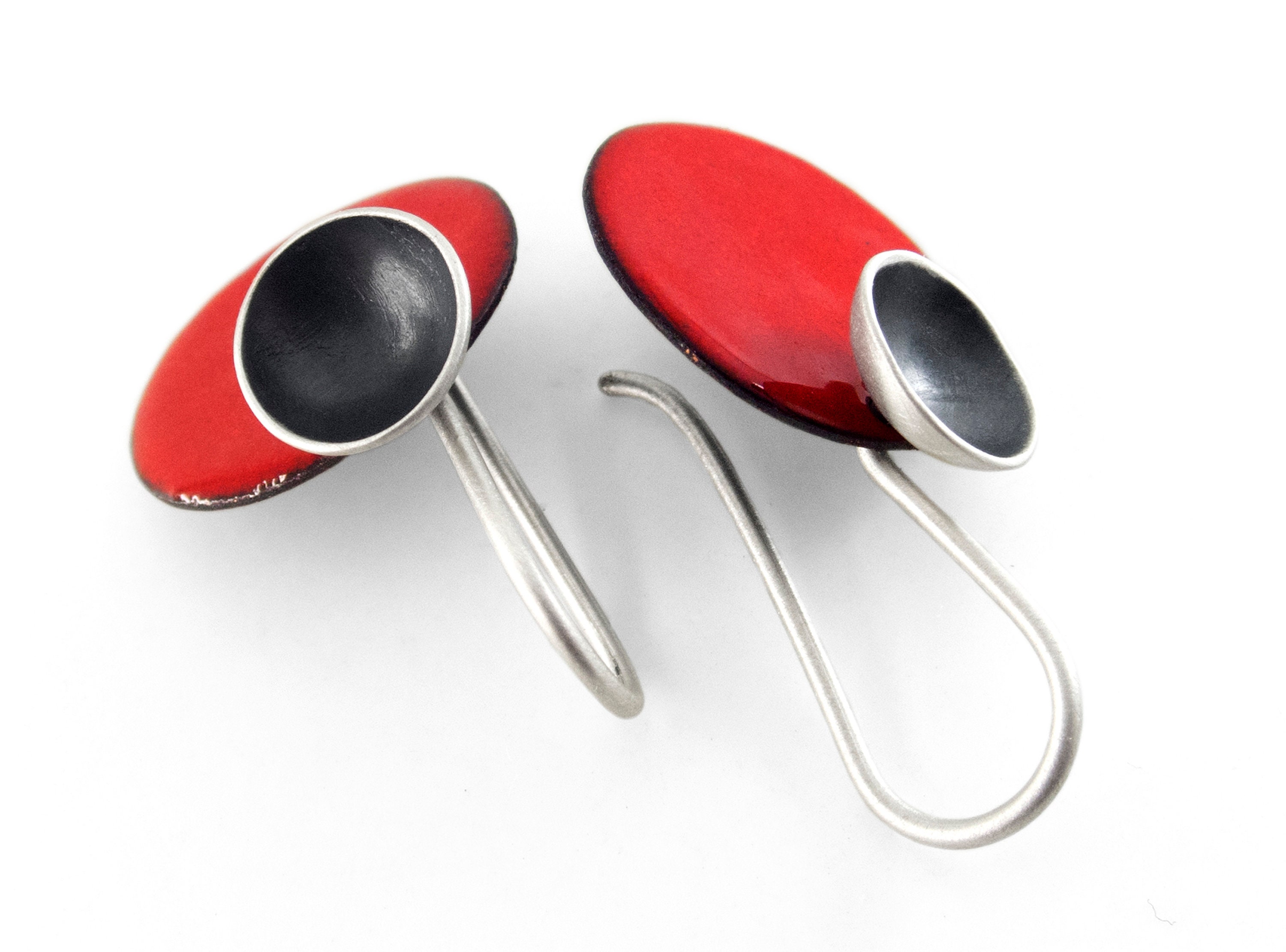 Red Dangle Red Silver Modern Earrings. Red Dangle Earrings. Everyday Modernist ...