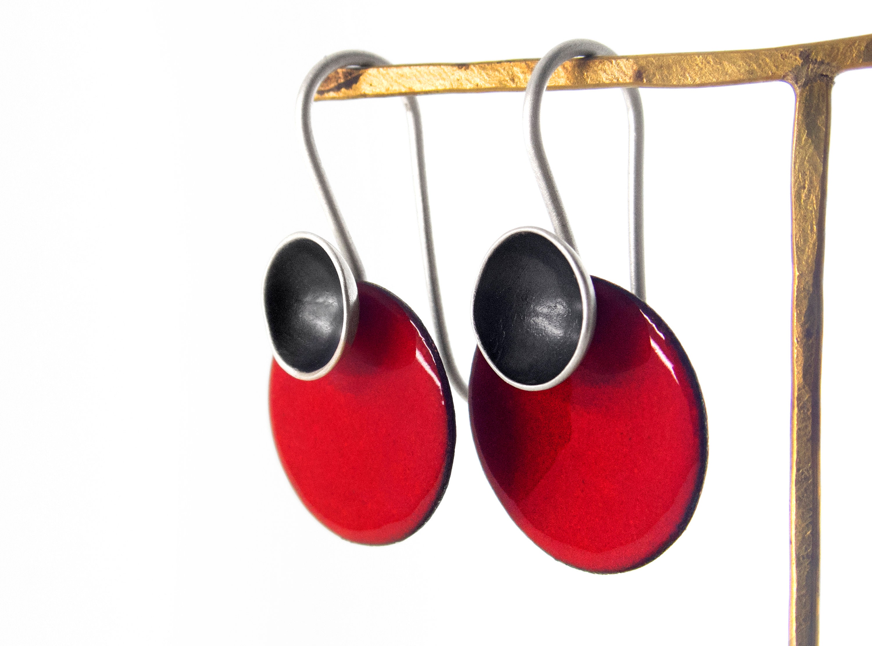 Red Dangle Red Silver Modern Earrings. Red Dangle Earrings. Everyday Modernist ...