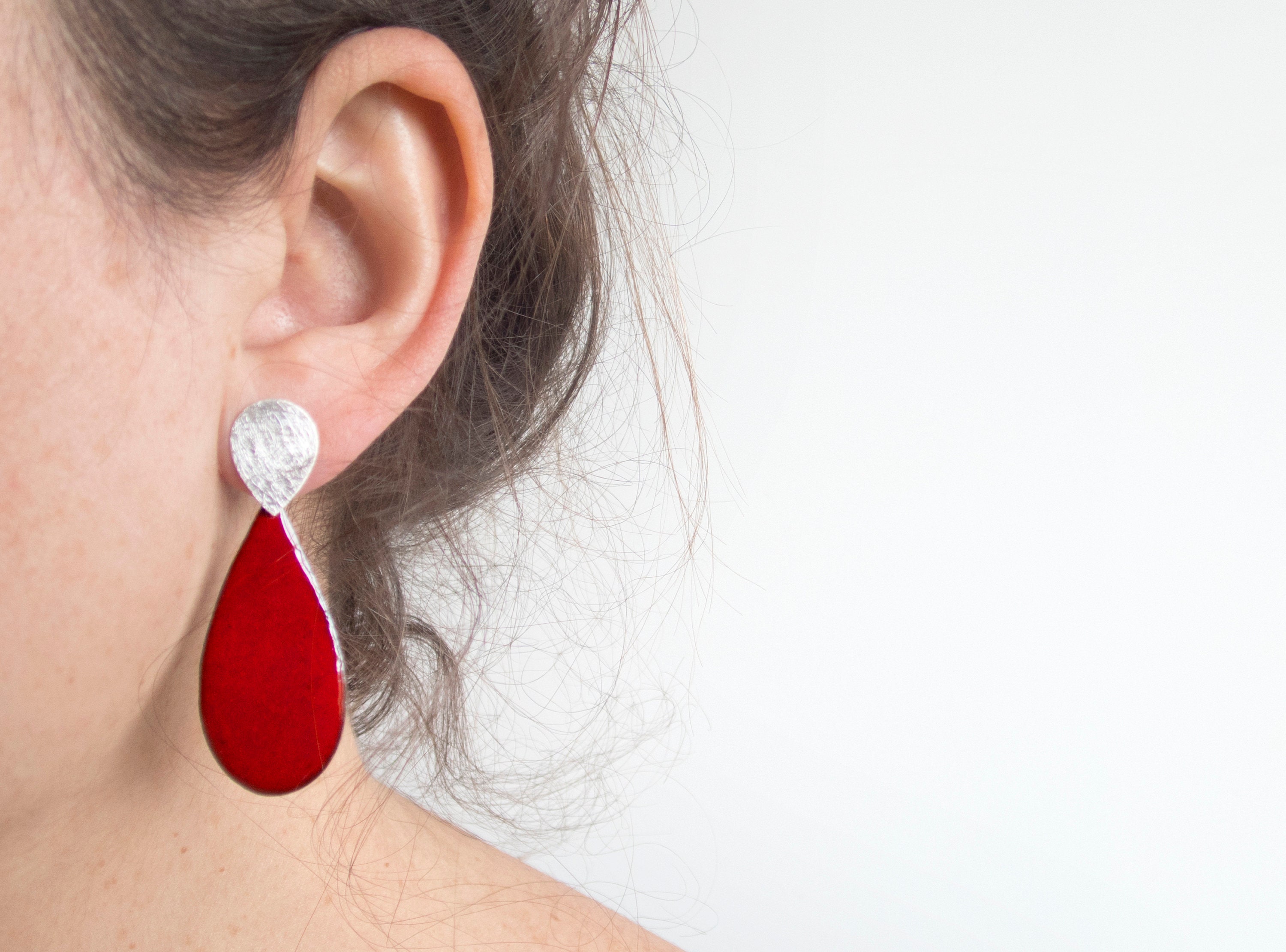 Drop Red Earrings. Red Earrings. Elegant Earrings. Oversized Etsy