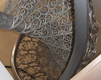 Custom Forged Spiral Stairs, Custom Wrought Iron Railing for Spiral Staircase, Custom Forged Spiral Stairs