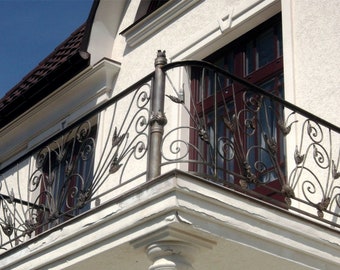 Custom Wrought Iron Balcony Railings, Forged Balcony Railings, Metal Decorative Railings