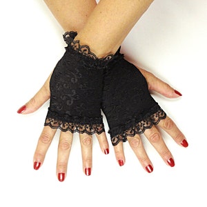 Black, Fingerless Gloves, Steampunk Clothing Women, Goth Clothing, Cosplay Costume