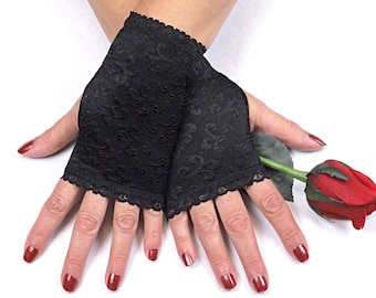 Guantes negros sin dedos, guantes góticos victorianos steampunk, accesorio para disfraz de cosplay.