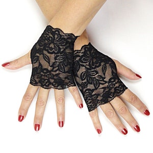 Fingerless Gloves, Black Lace Gloves, Goth Clothing, Steampunk Clothing Women