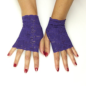 Purple Gloves - Fingerless Gloves - Steampunk Clothing Women - Cosplay Costume