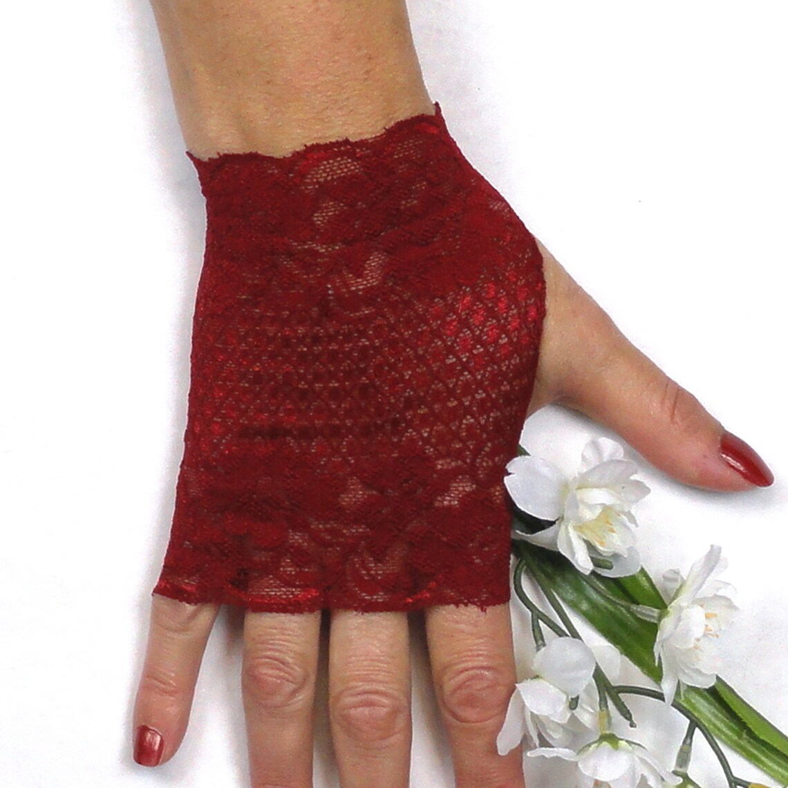 Red Lace Gloves, Fingerless Gloves Womens , Lace Gauntlets, Steampunk Clothing Women Etsy
