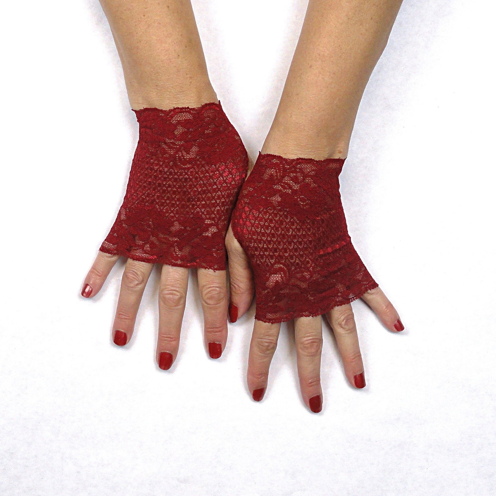 Red Lace Gloves, Fingerless Gloves Womens , Lace Gauntlets, Steampunk Clothing Women Etsy