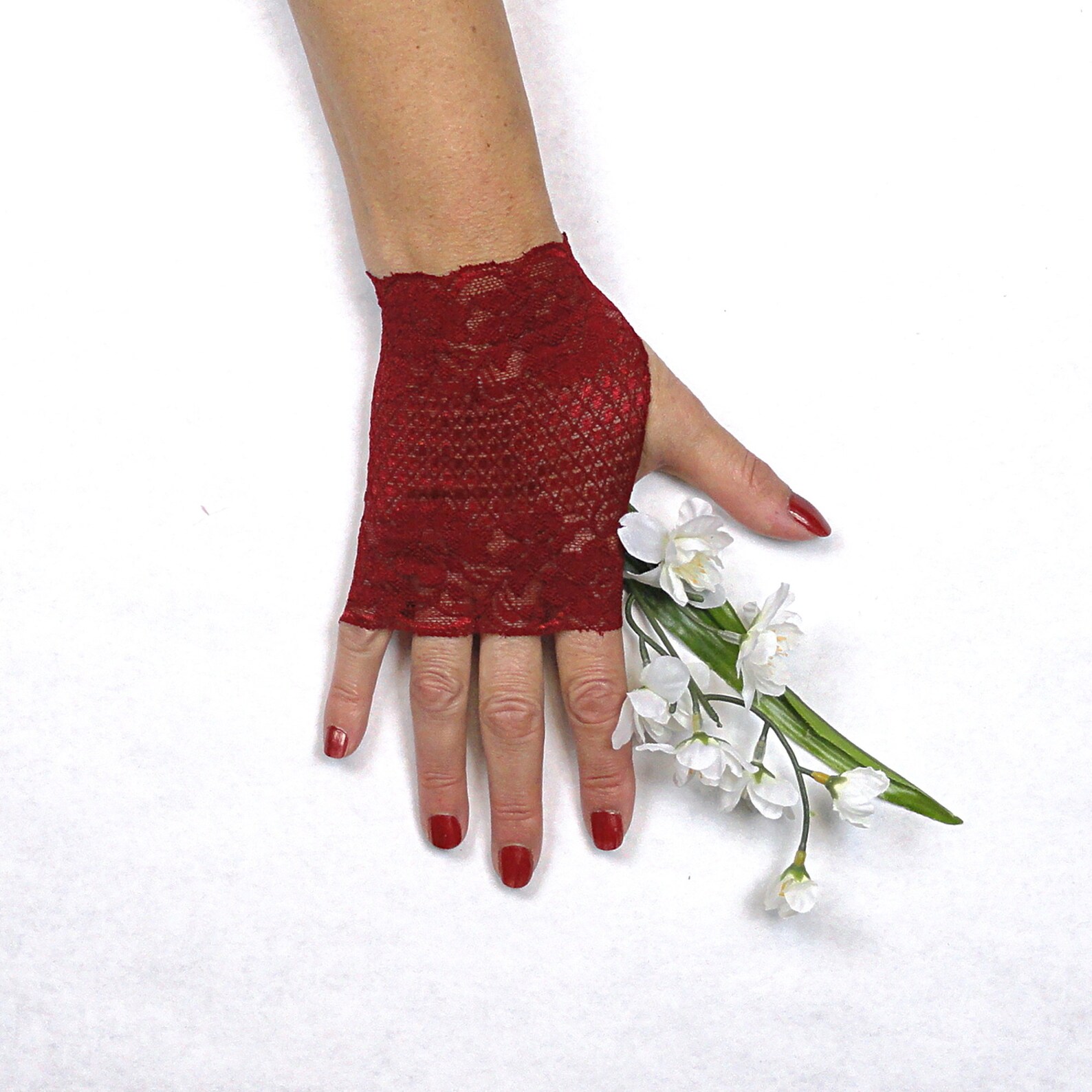 Red Lace Gloves, Fingerless Gloves Womens , Lace Gauntlets, Steampunk Clothing Women Etsy