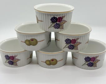 Juego de ramequines de porcelana Royal Worcester Evesham con diseño de frutas, aptos para horno y mesa (juego de 6).