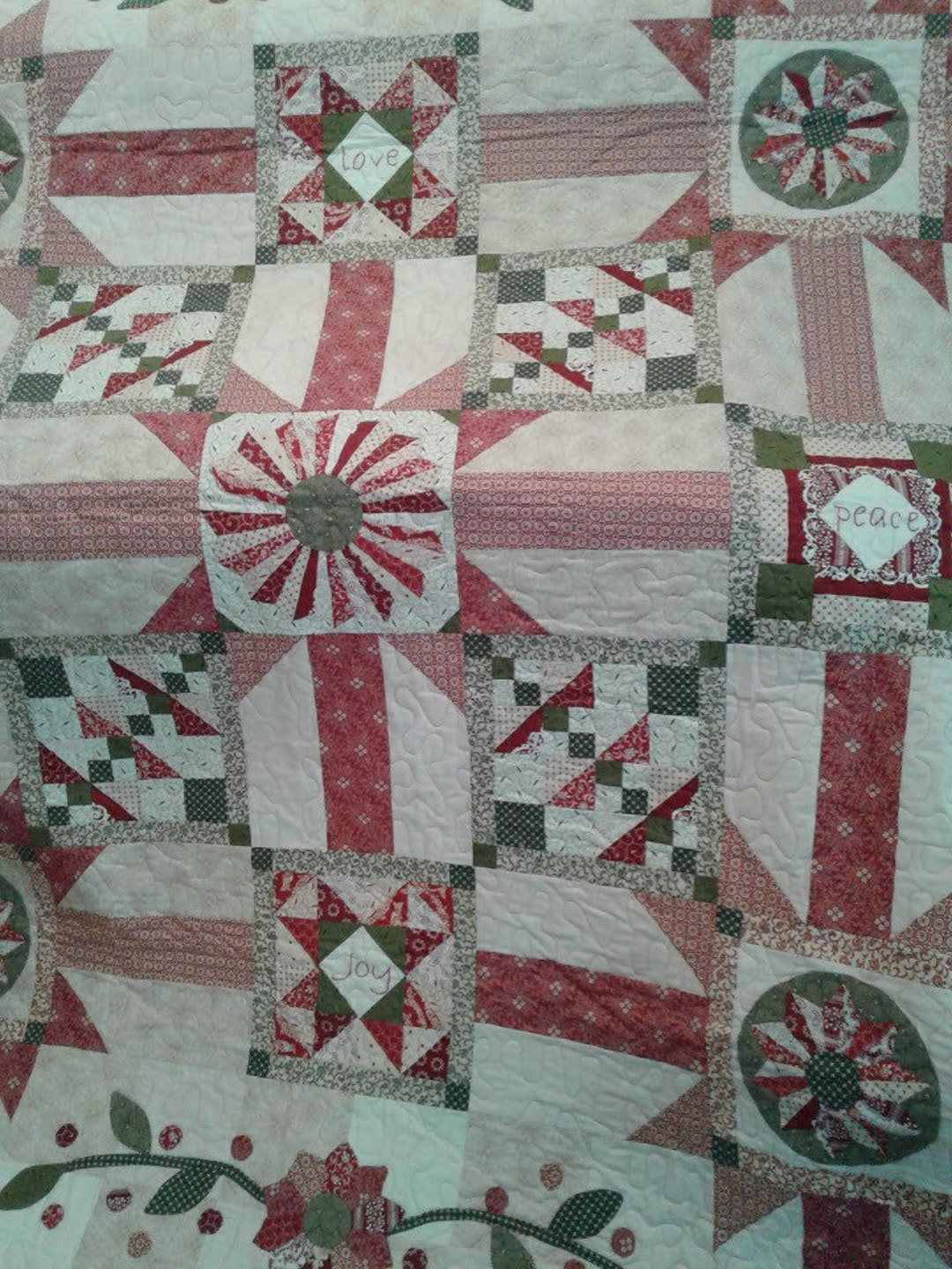 Vintage Blush Quilt, Handmade Quilt, Country Style Quilt, Rose Colored Quilt, Handmade Quilt for