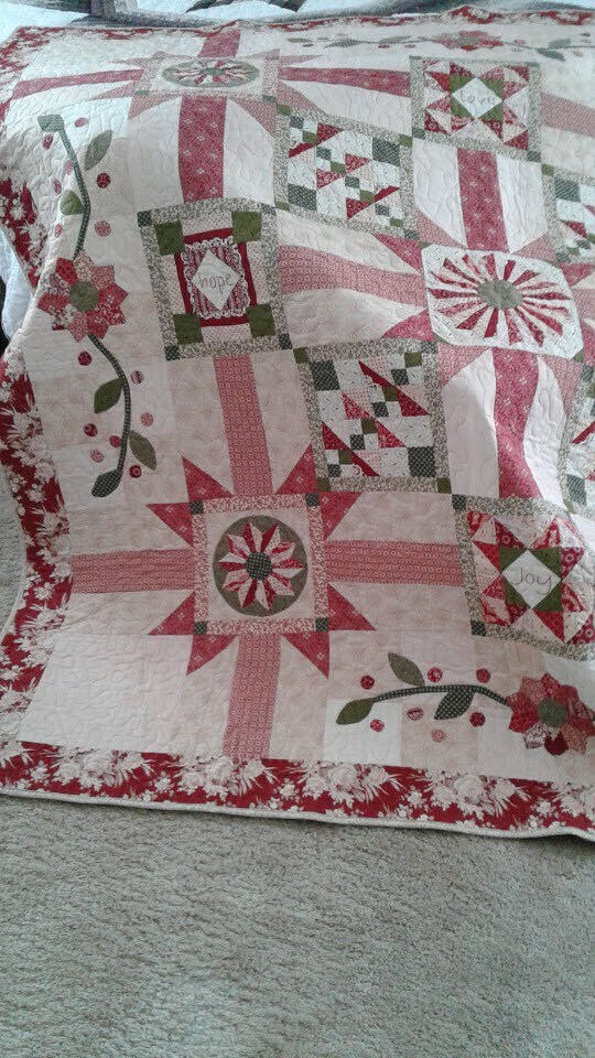 Vintage Blush Quilt, Handmade Quilt, Country Style Quilt, Rose Colored Quilt, Handmade Quilt for