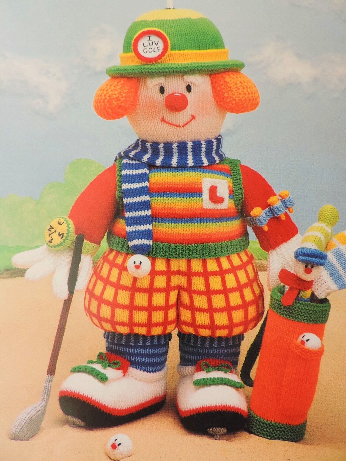 Jean Greenhowe Knitting Pattern Book Clown Golfer Soft Toy Etsy