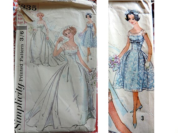 1958 Schnittmuster Fur Hochzeitskleid Party Brautjungfern Etsy