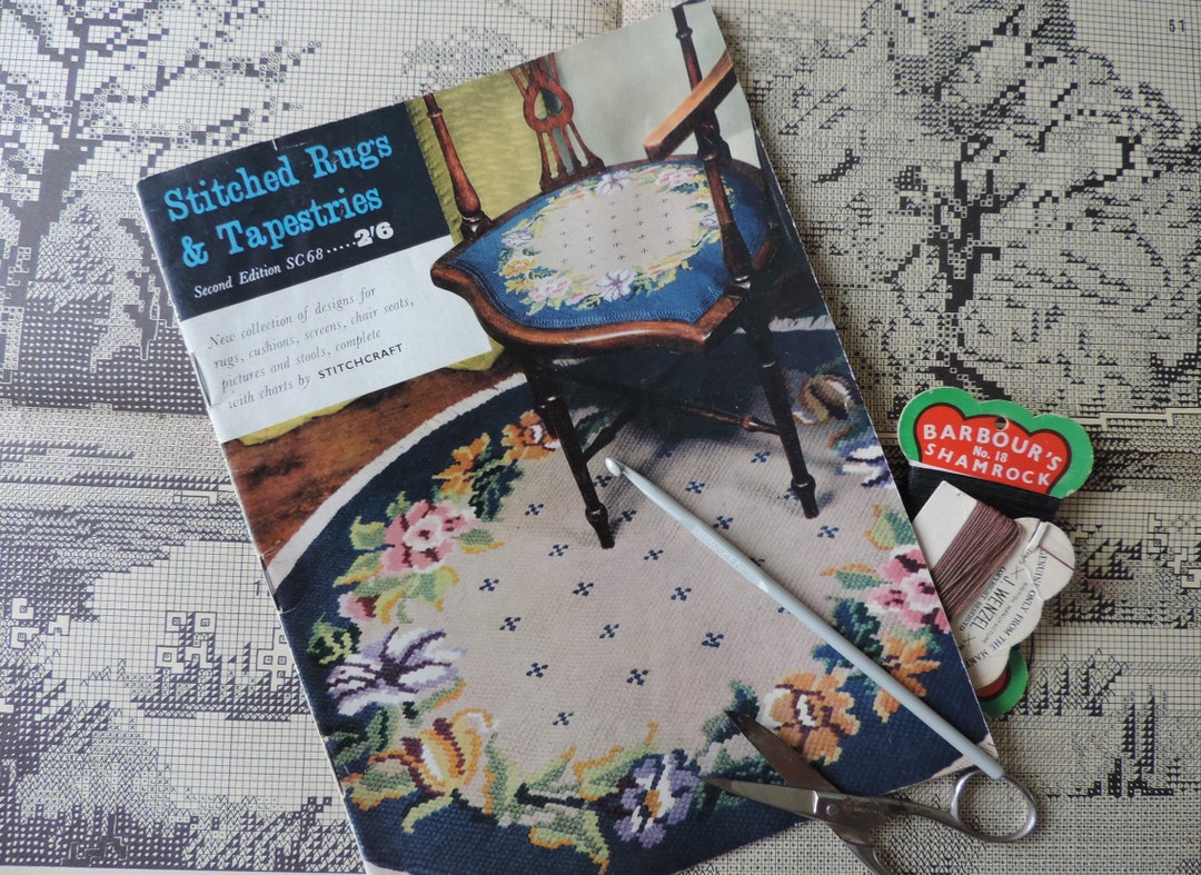 60s Stitchcraft Book STITCHED RUGS & TAPESTRIES Chart to - Etsy