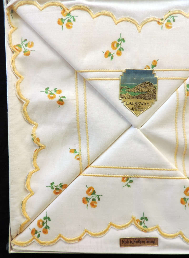 Deadstock Bedding Vintage 50s PILLOWCASES Floral Irish Cotton Sham Set