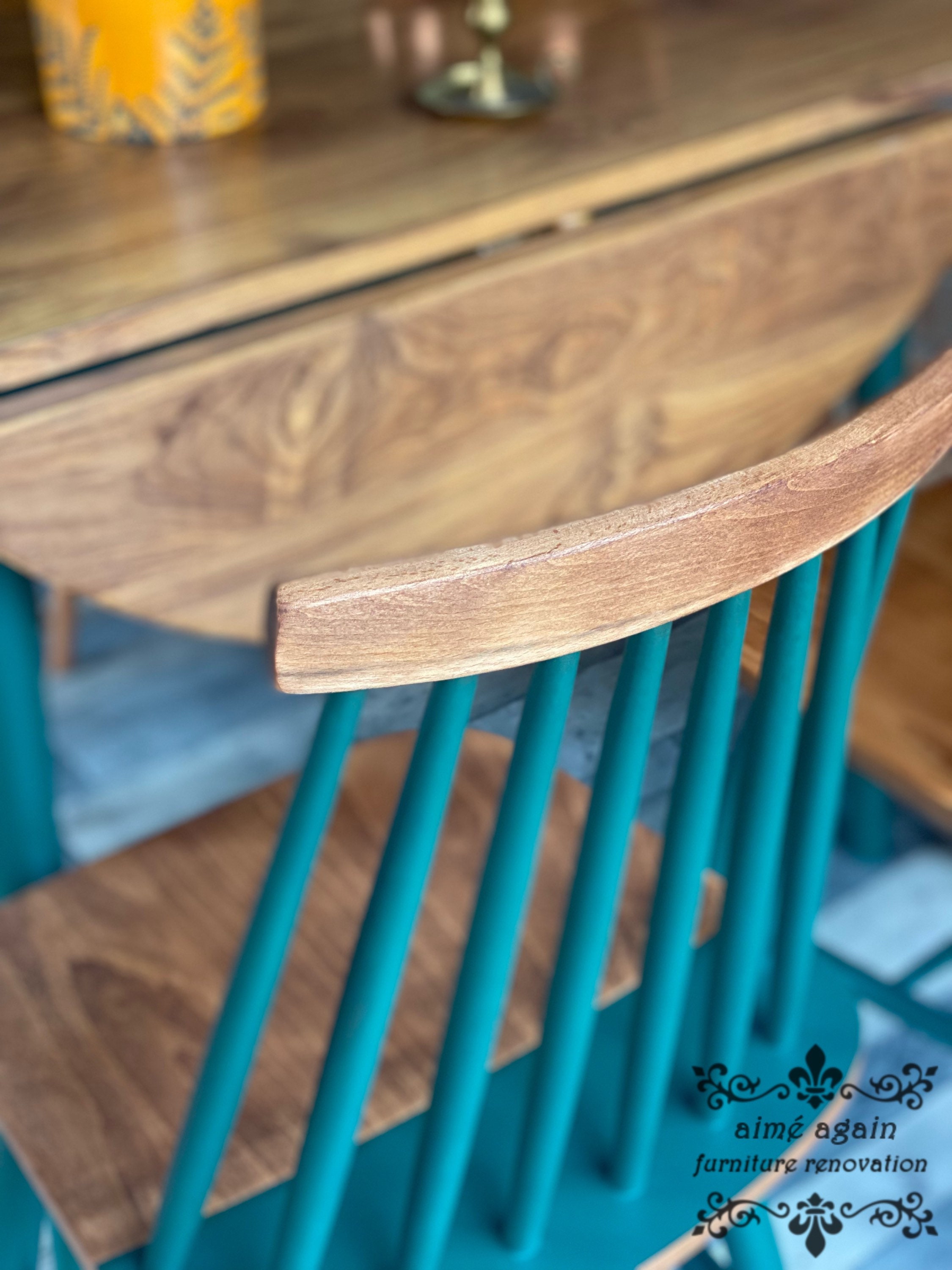 SOLD SOLD Mid Century Modern Dining Set Round Drop Leaf Table and 4