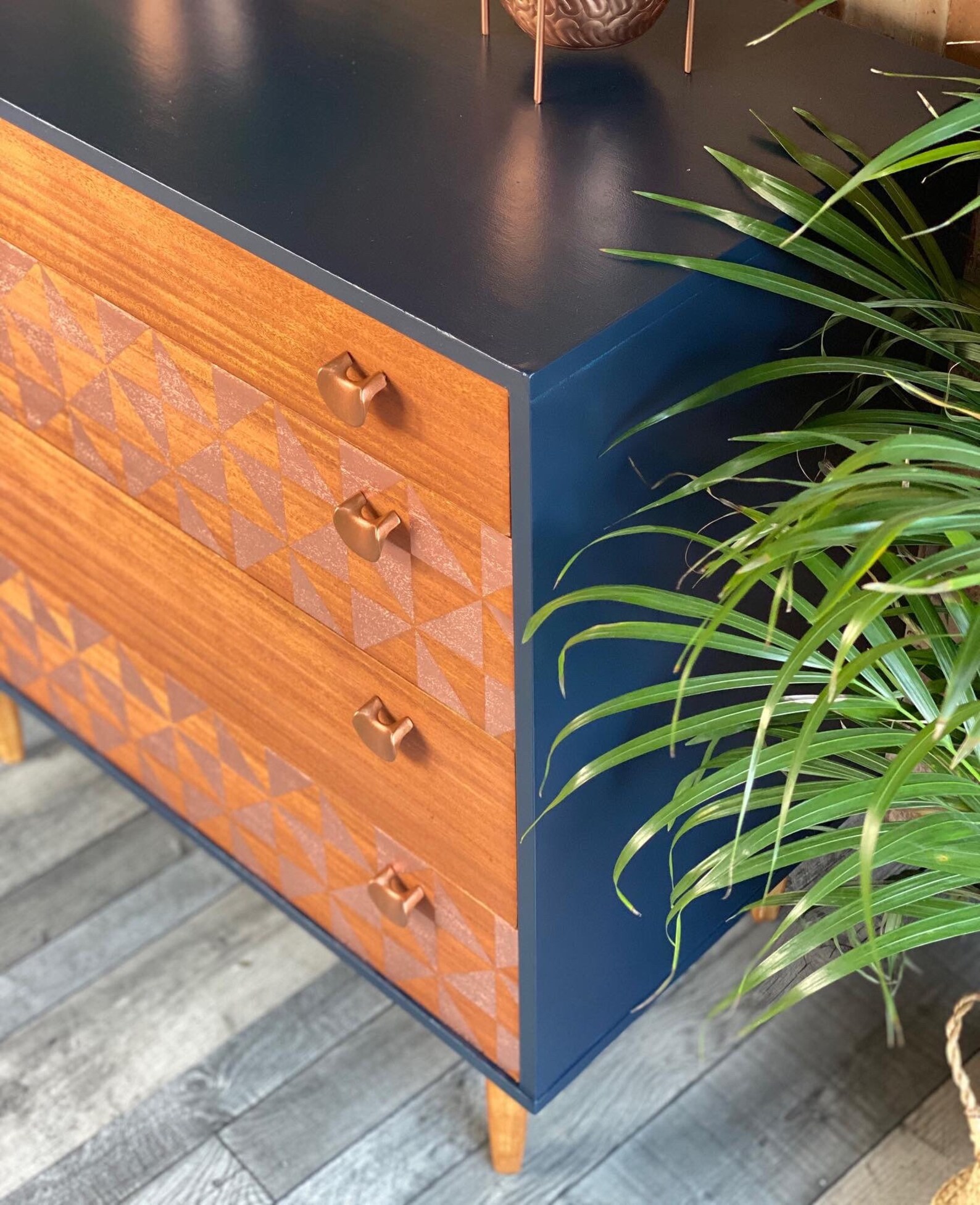 Sold Mid Century Modern Retro Chest of Drawers With Copper Etsy
