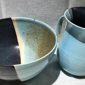 Unique pottery set bowl and jug image 1