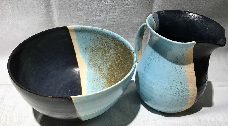 Unique pottery set bowl and jug image 1