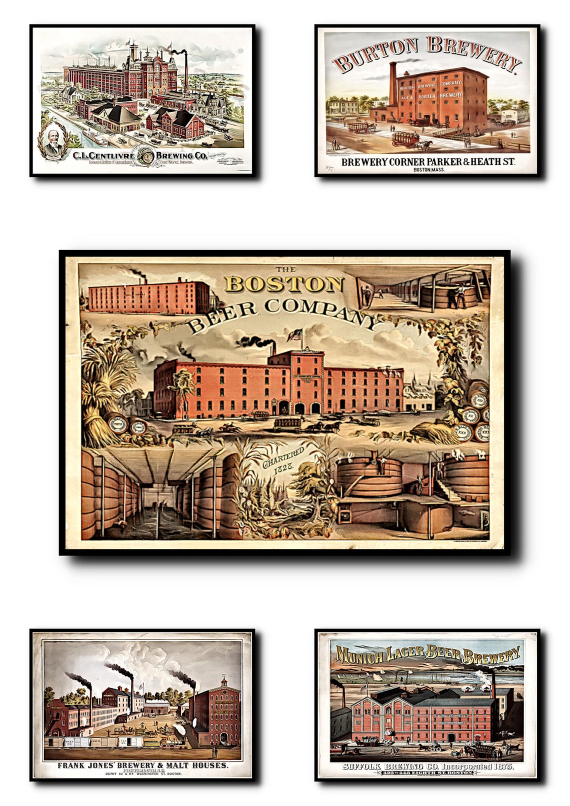 Brewery Print Set of 5brewery Wall Art Brewery Artbrewery Etsy