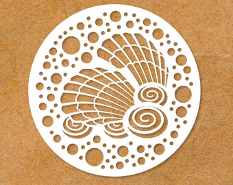 Shell Digital Stencil Templates SVG PNG eps pdf files Mylar Film Cutting Wall Furniture Glow Forge Laser Cricut Instant Download