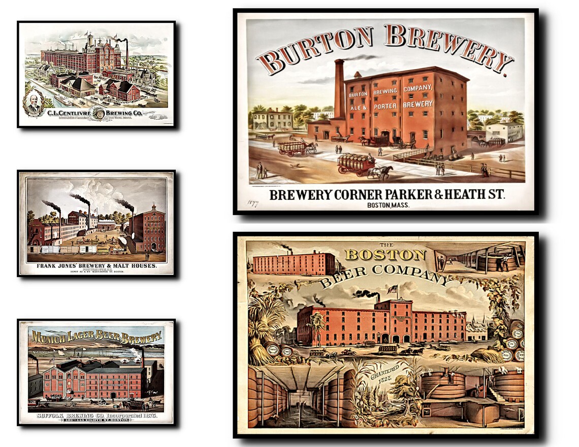 Brewery Print Set of 5brewery Wall Art Brewery Artbrewery Etsy