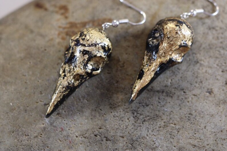 Witch Bird Skull Earrings