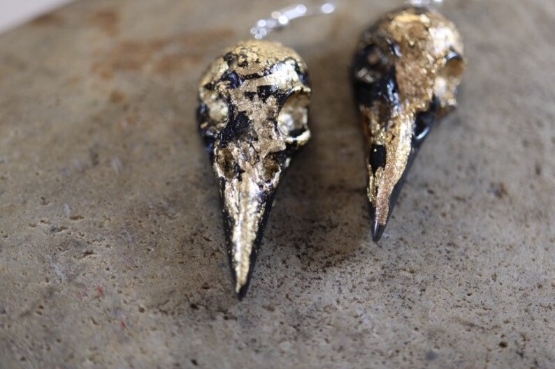Witch Bird Skull Earrings