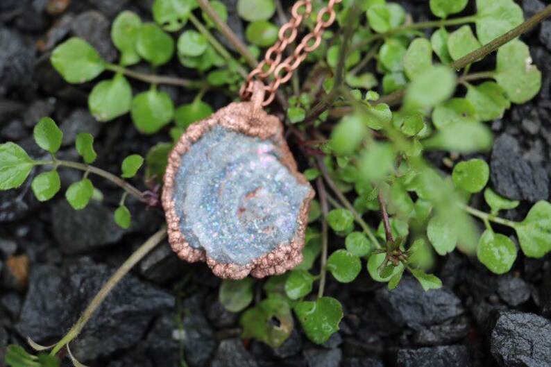 Crystal geode swirl pendant ~ Electroformed ~ Handmade Jewelry