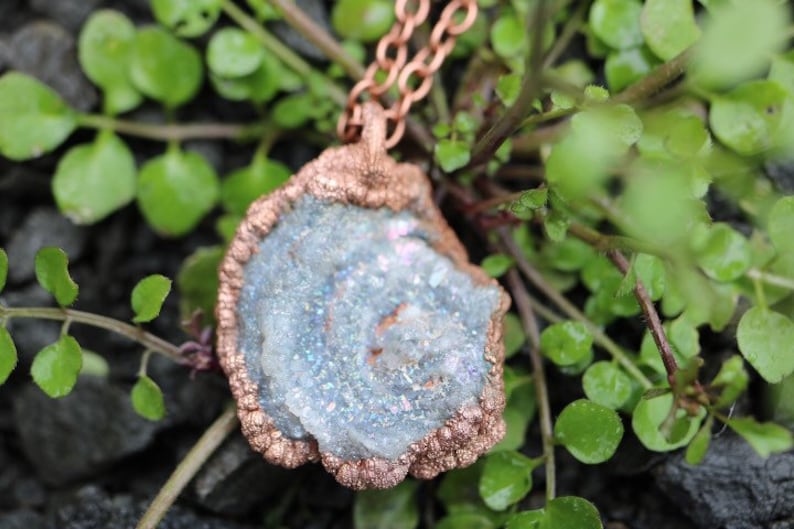 Crystal geode swirl pendant ~ Electroformed ~ Handmade Jewelry