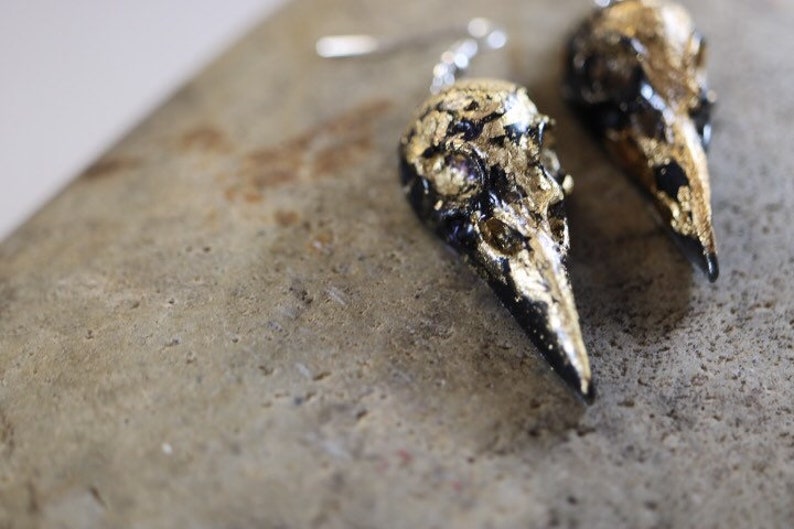 Witch Bird Skull Earrings