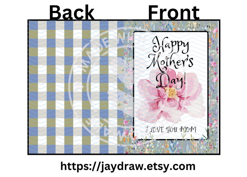 Happy Mother's Day and I Love You Mom Printable Greeting Card Instant Download zdjęcie 3
