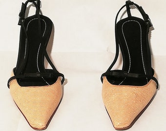 VALENTINO vintage shoes in beige lizard, original from the 80s