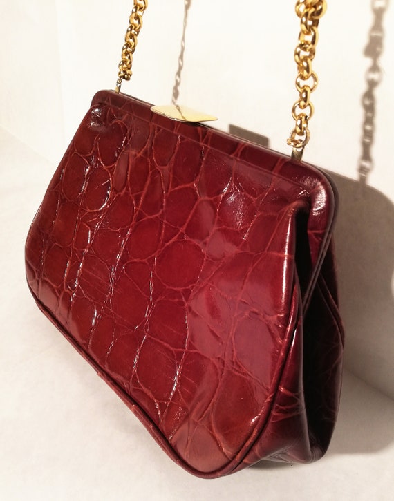 Vintage bag in genuine crocodile print leather ma… - image 4