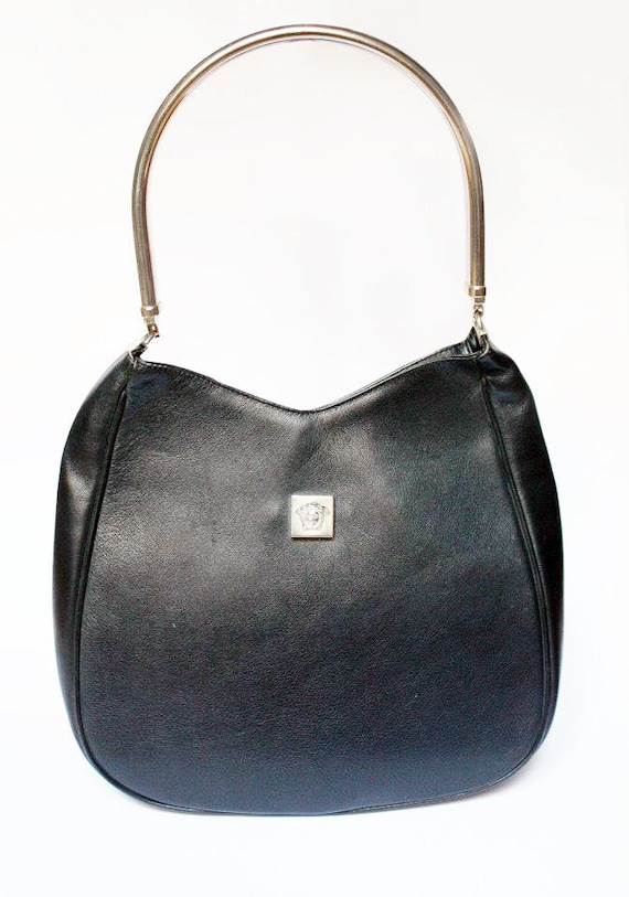 Reserved for Tammy. Vintage Gianni Versace black leather tote shoulder –  eNdApPi ***where you can find your favorite designer  vintages.....authentic, affordable, and lovable....